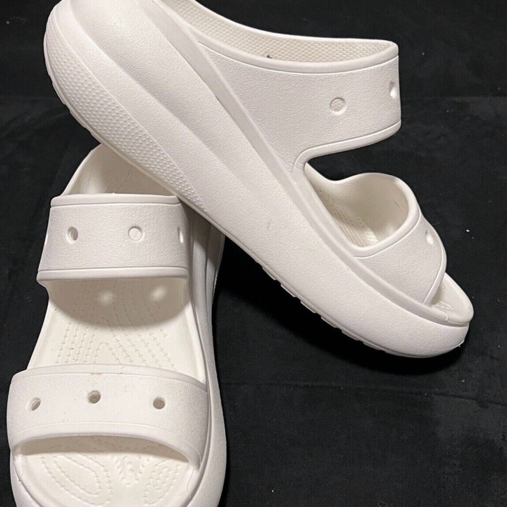 14. NEW size 10 Crocs White Slide Sandals - Picture 2 of 5